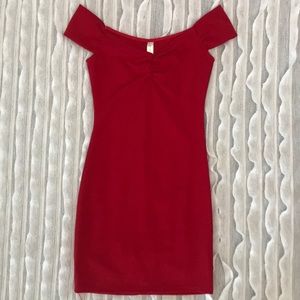 Off the shoulder red fitted dress